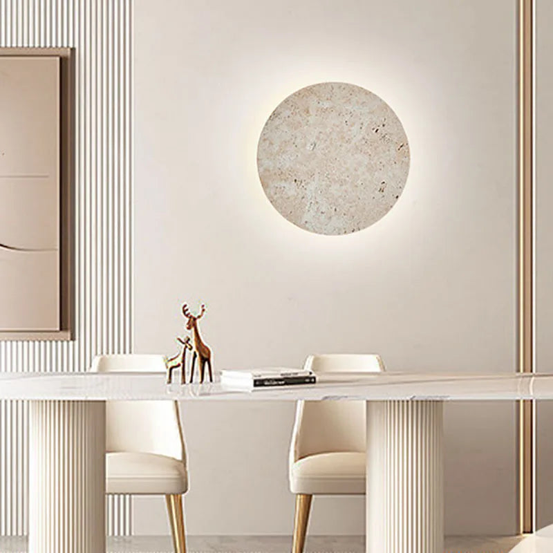 applique murale ronde en pierre naturelle ambiance artistique - vue 4 sur 8