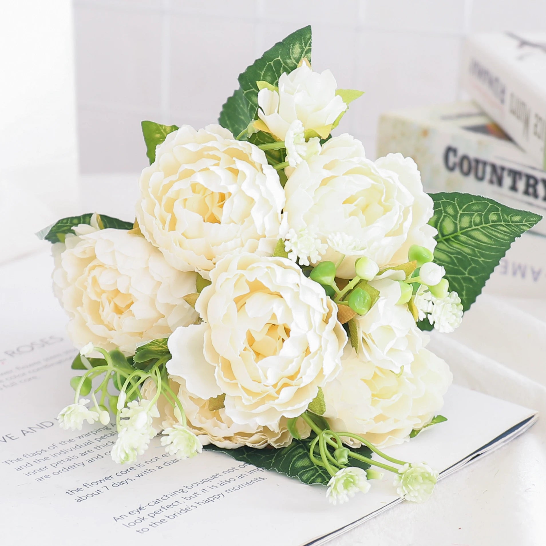 fleurs artificielles soie pivoine hortensia décoration mariage bouquet - vue 36 sur 40