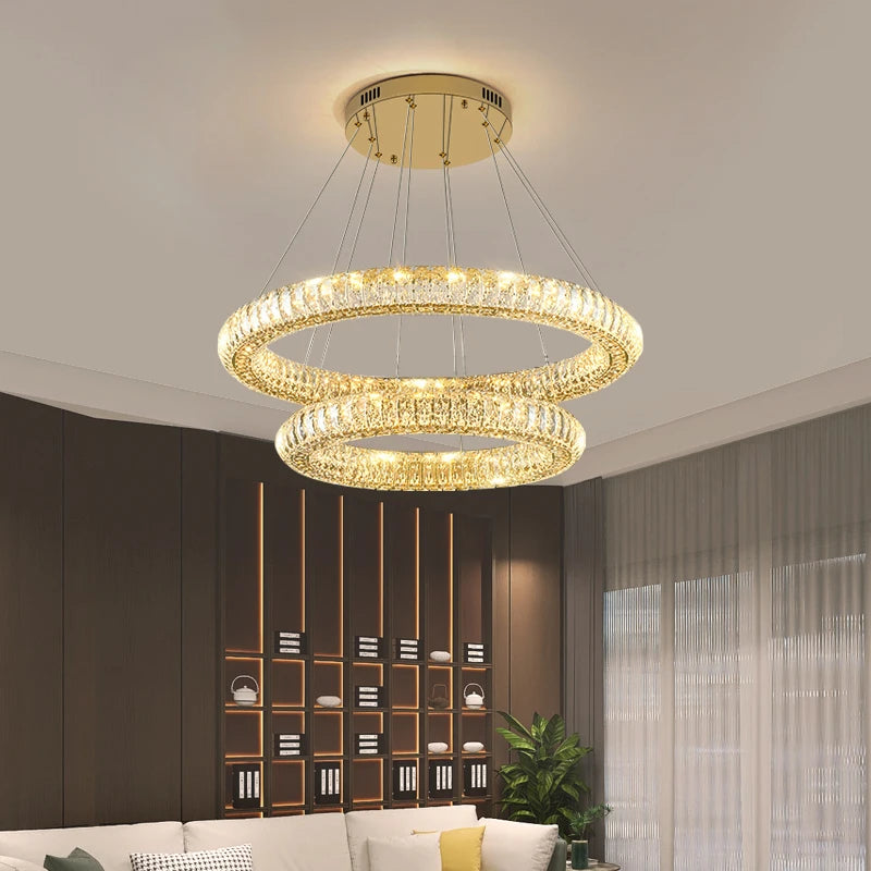 lustre en cristal moderne lumineux pour intérieur élégant - vue 6 sur 12