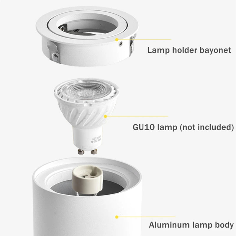 plafonnier led rond avec ampoule remplaçable et angle réglable - vue 2 sur 12