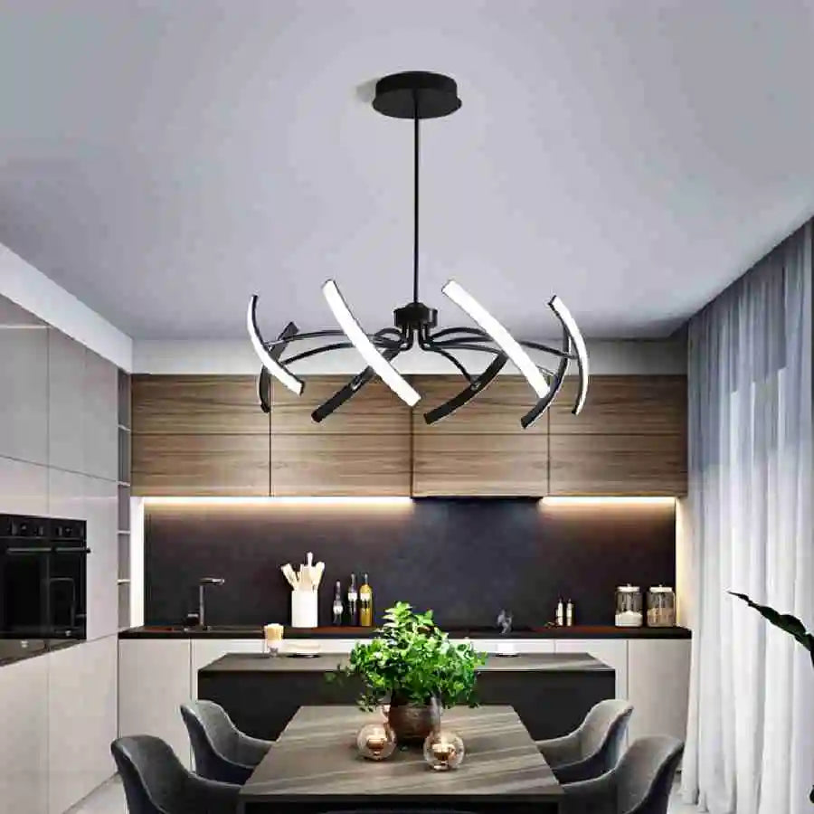 Black Chandelier Iron Dimmable Lamp Design, Suitable For Bedrooms, Living Rooms, Dining Rooms, Kitchens, Adjustable Chandeliers - vue 6 sur 14