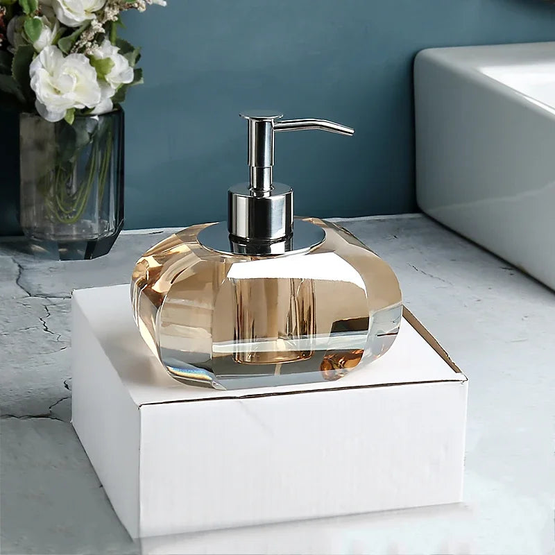 distributeur de savon en verre accessoires de salle de bain luxe - vue 12 sur 16