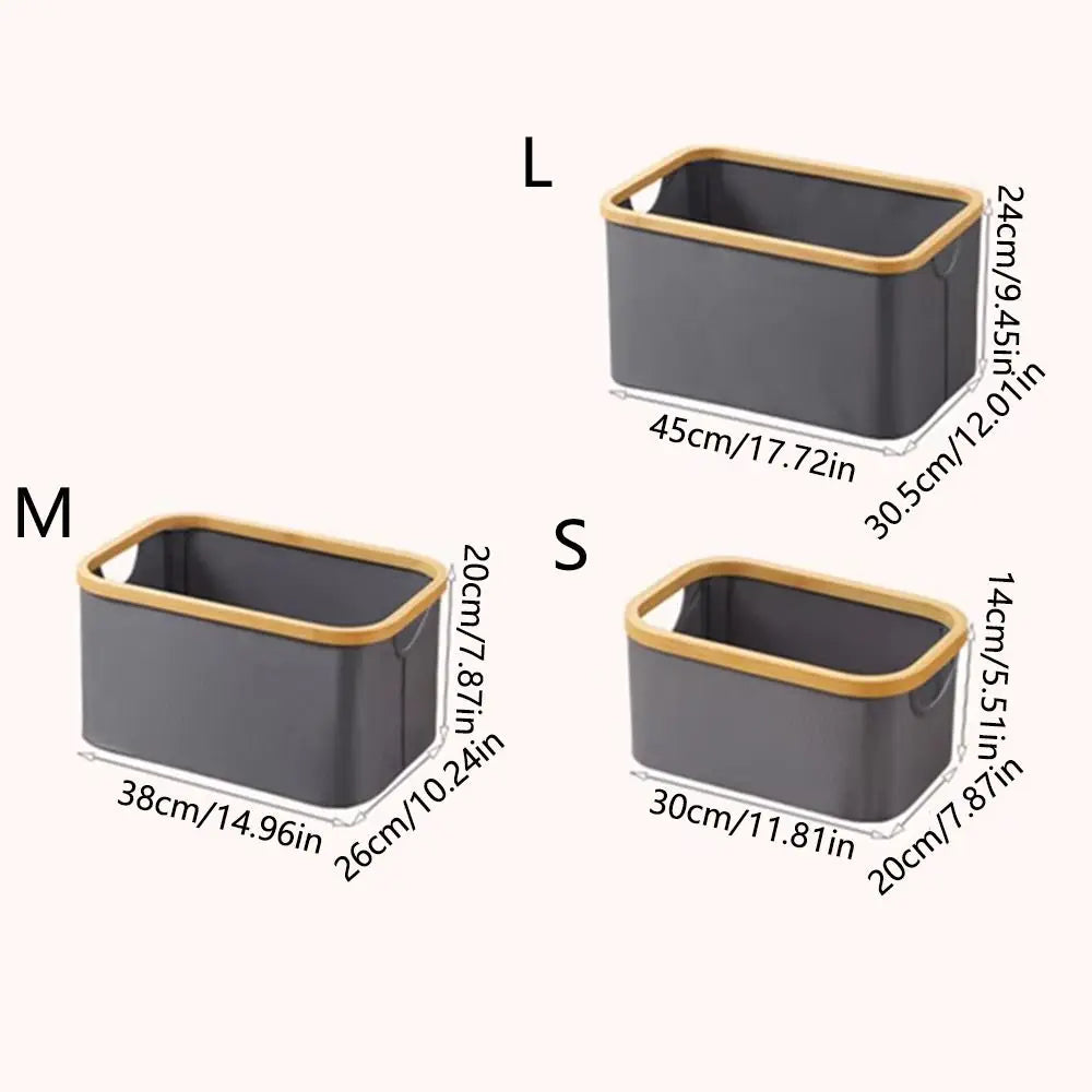 panier de rangement pliable avec poignées en bambou et tissu épais - vue 10 sur 12
