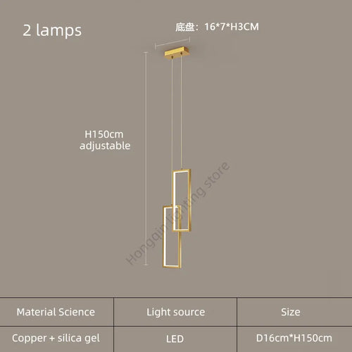 lustre moderne en cuivre avec éclairage LED design élégant - vue 13 sur 24