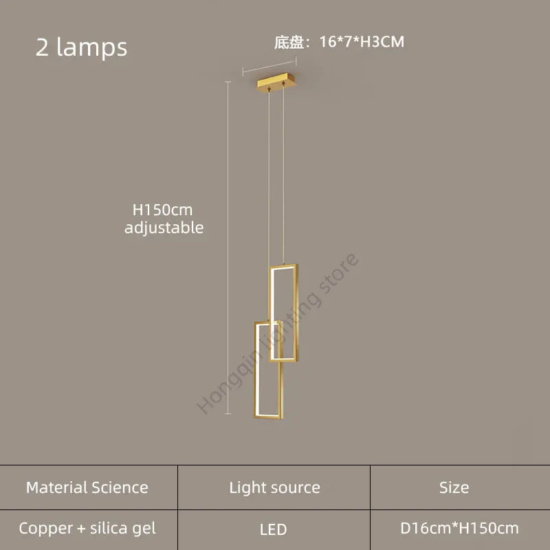lustre moderne en cuivre avec éclairage LED design élégant - vue 12 sur 24