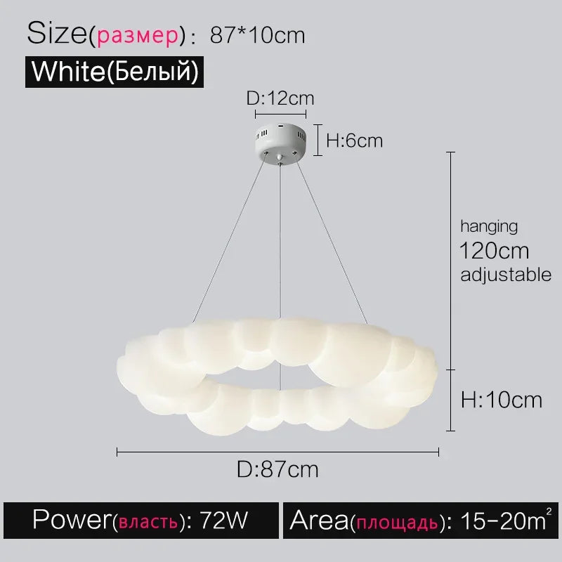 Nordic Living Room Pendant Lamp Modern Simple Atmosphere Cream Wind Lamp Decoration Bubble Restaurant Lamp Master Bedroom Lamps - vue 8 sur 12