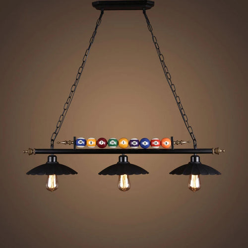 lustre vintage industriel en forme de boule de billard avec abat-jour en verre - vue 5 sur 9
