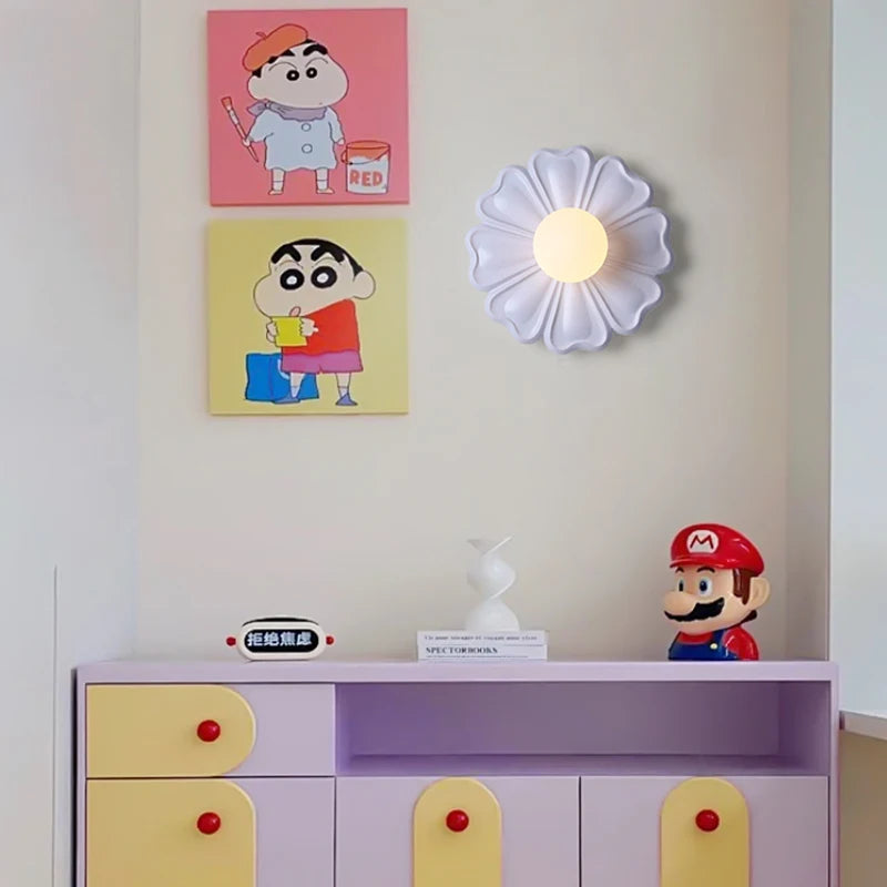 applique murale créative lampe à fleurs en résine pour enfants - vue 4 sur 11