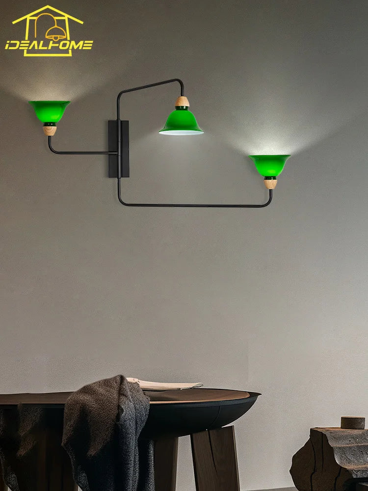 applique murale industrielle médiévale à trois têtes avec bras bascule - vue 3 sur 11