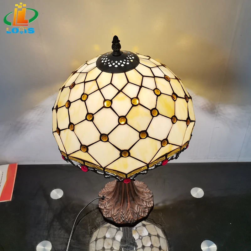 lampe à poser style tiffany en verre rétro pour intérieur élégant - vue 3 sur 6