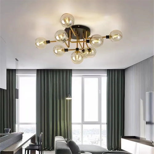 Plafonnier en verre nordique G9 LED lumière industrielle en métal pour chambre salon salle à manger étude maison intérieur loft lumière - vue 6 sur 18