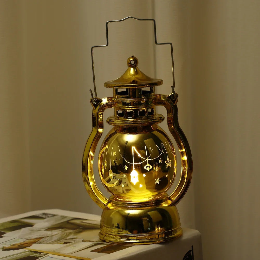 lampe à poser eid mubarak lanterne portable rétro pour décoration festive - vue 9 sur 13