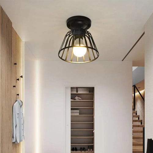 Iron walkway ceiling light minimalist Nordic retro balcony, kitchen light, hallway iron entrance small ceiling light - vue 3 sur 6