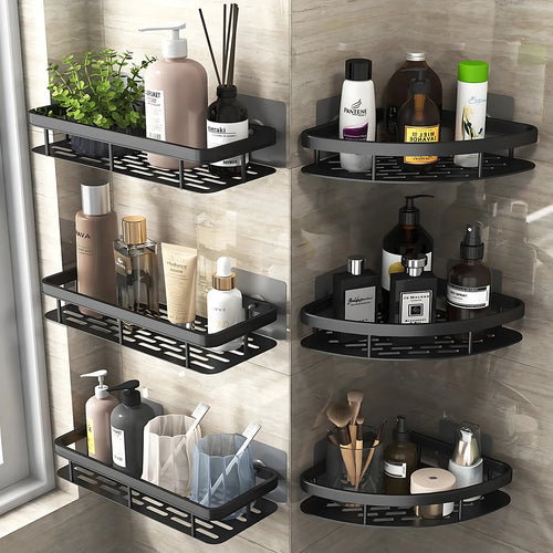 étagère d'angle murale sans perçage pour douche et serviettes - vue 4 sur 18