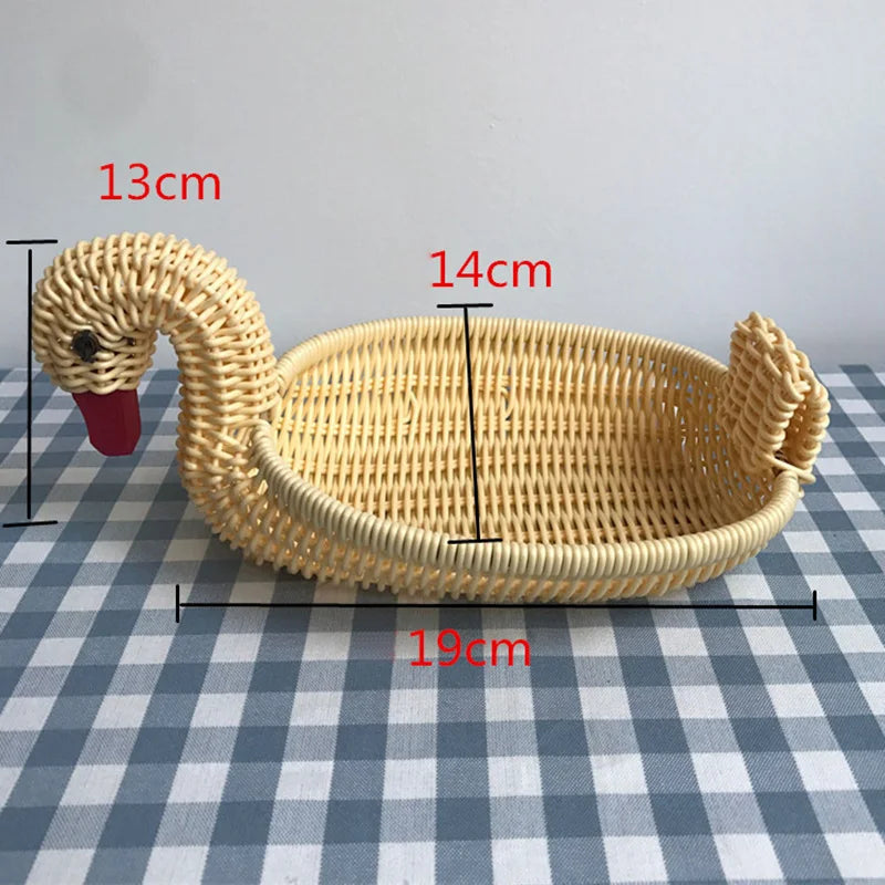 panier de rangement en rotin tissé style animal fait main - vue 9 sur 29