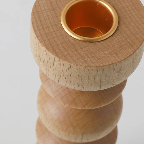 bougeoir en bois pour décoration de table nordique - vue 7 sur 9