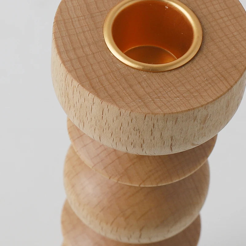 bougeoir en bois pour décoration de table nordique - vue 6 sur 9