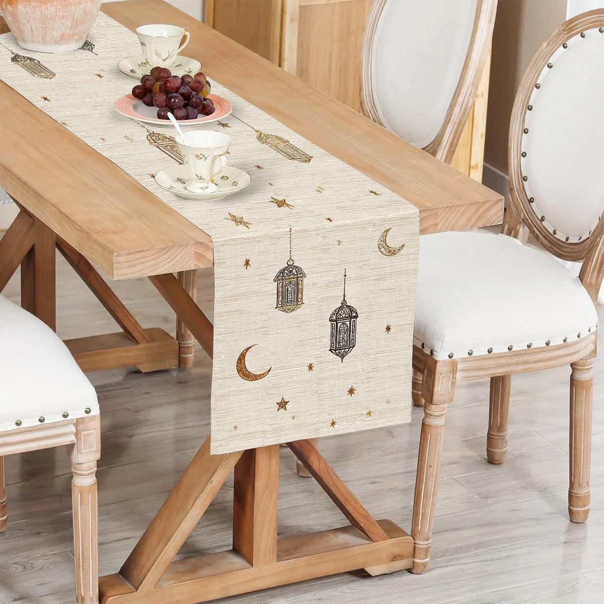 Chemin de table ramadan motifs lanterne lune étoiles - vue 3 sur 9