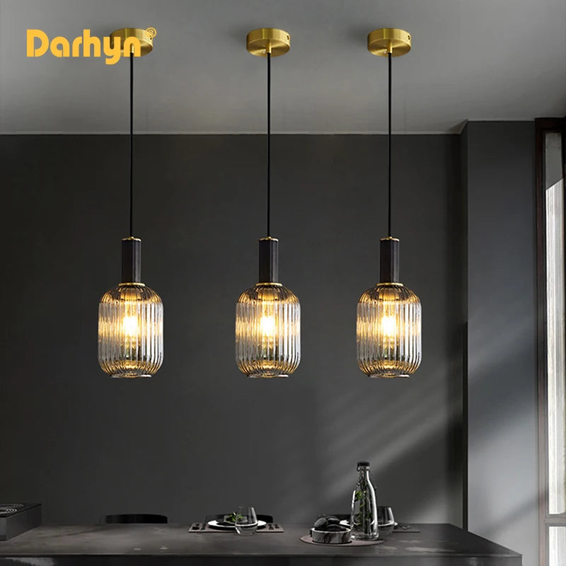 lustre rétro led en verre pour décoration intérieure - vue 4 sur 10