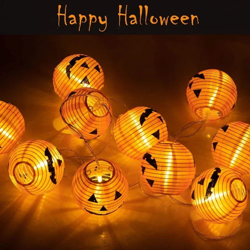 guirlande lumineuse citrouille pour décor halloween en intérieur extérieur - vue 1 sur 7