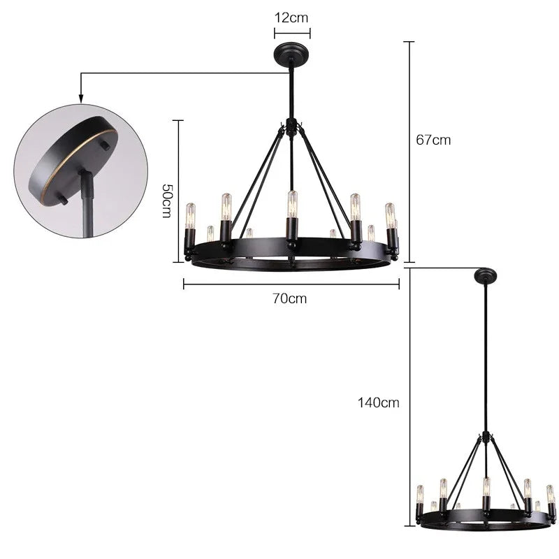 Industrial Vintage Chandelier Retro Wrought Iron Antique Pendant Lights For Kitchen Bedroom Living Room Indoor Led Lighting - vue 4 sur 7