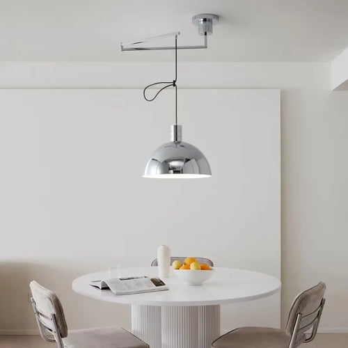 Suspension extensibles nordiques LED blanc noir Chrome abat-jour bras oscillant suspension pour salon Table à manger décor - vue 6 sur 9