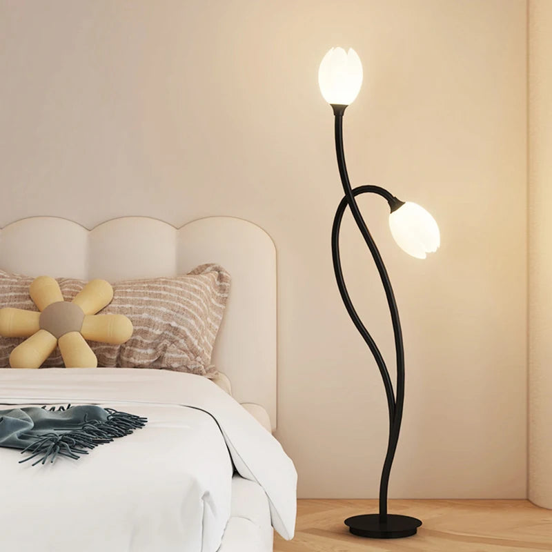 lampe de sol à led double tête en forme de fleur - vue 4 sur 8