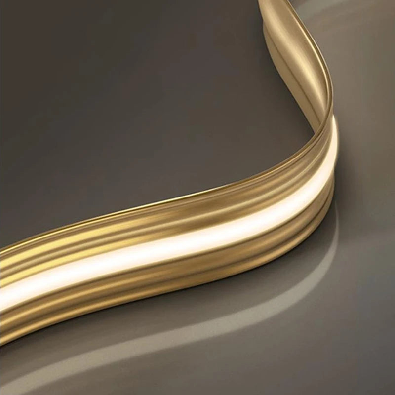 lustre led en cuivre moderne avec design à vagues - vue 5 sur 8