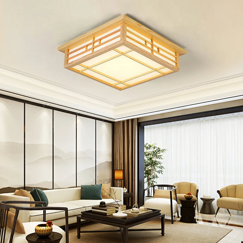 Plafonnier Lampe LED Bois Massif Japonais Tatami Lumière Salon Lumière Chambre Balcon - vue 7 sur 6