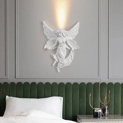 applique murale en résine d'ange sculptée décorative à led - vue 2 sur 19