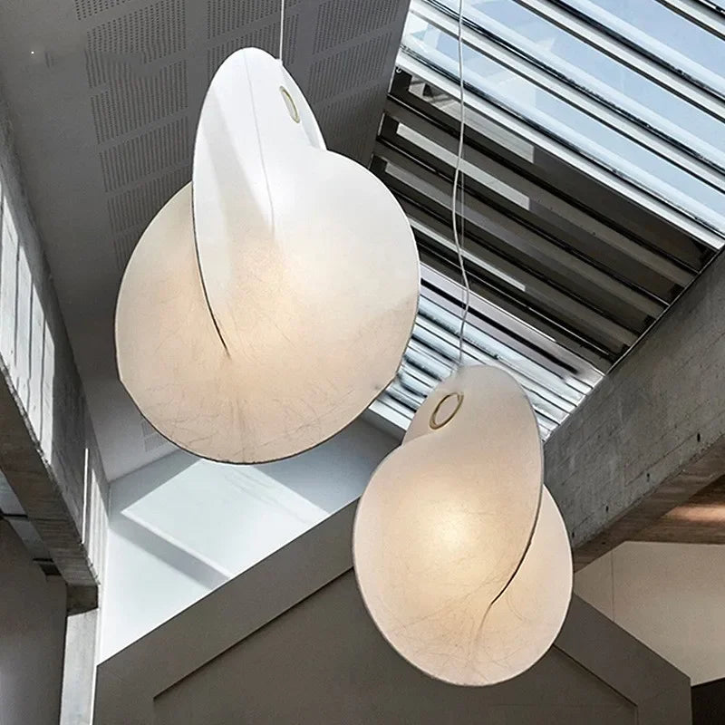 lustre led en soie nordique wabi sabi suspendu pour décoration maison - vue 3 sur 12