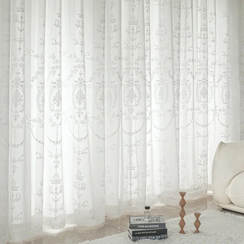 Voilage tulle brodé style européen pour salon fenêtres