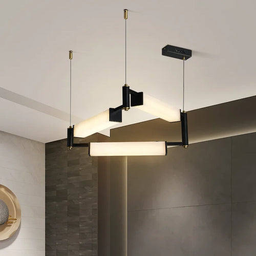 plafonnier led suspendu marbre blanc design moderne décoratif idéal villas - vue 3 sur 16