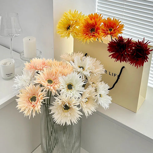 fleur artificielle gerbera pour décoration de mariage et vase - vue 2 sur 11