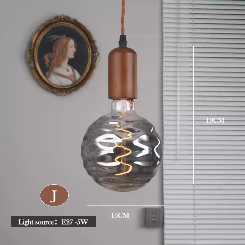 lustre en verre d'art rétro en bois massif créatif pour décoration intérieure - vue 24 sur 25
