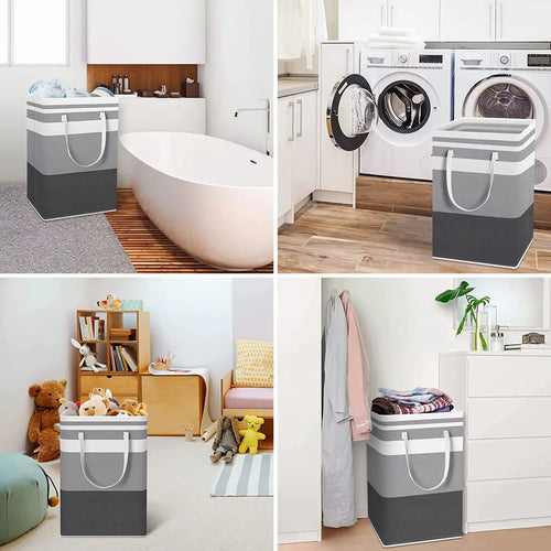 panier à linge pliable en tissu imperméable grande capacité - vue 5 sur 8