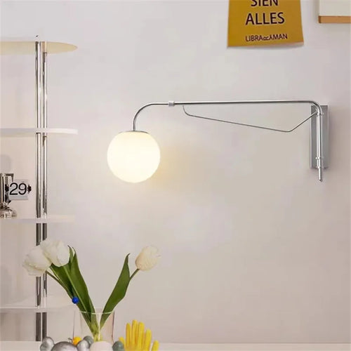 applique murale led avec bras à bascule en verre pour lecture - vue 2 sur 7