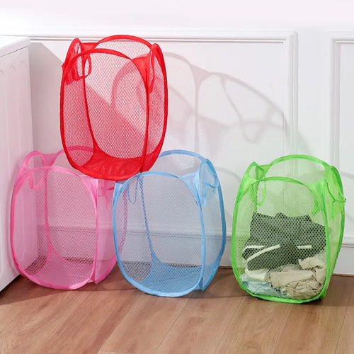 panier pliable pour tri de linge sale en maille - vue 3 sur 8