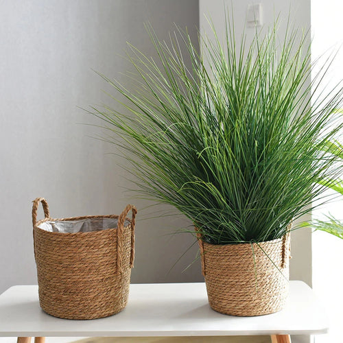 panier de rangement en jonc de mer fait main pour plantes et fleurs - vue 4 sur 9