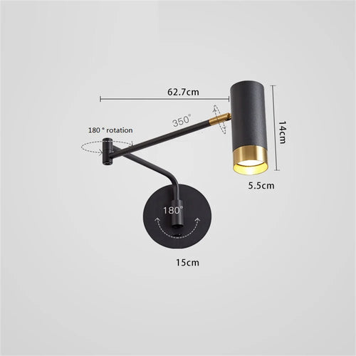 applique murale led moderne pivotante avec interrupteur flexible - vue 3 sur 8