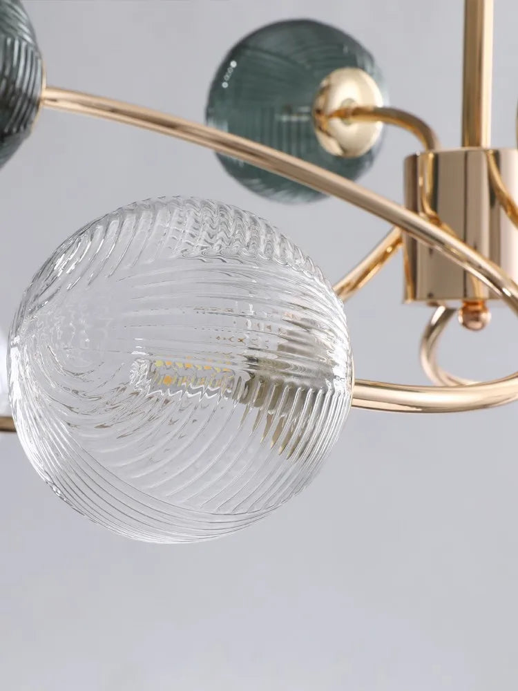 lustre nordique luxueux brillant avec boule de verre - vue 5 sur 9
