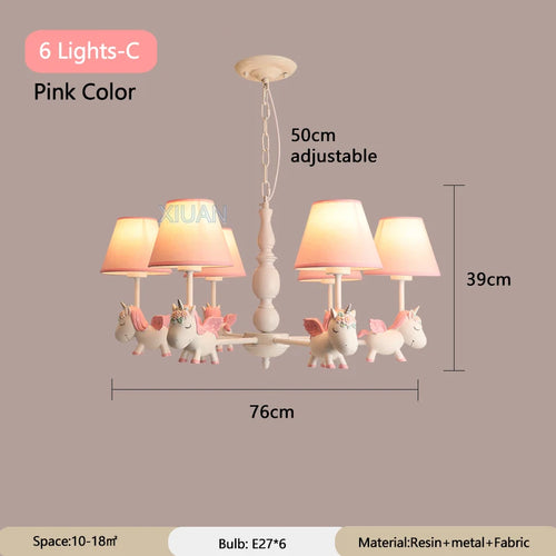 lustre licorne dessin animé pour chambre d'enfant suspendu - vue 13 sur 24