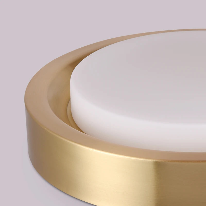 plafonnier rond en cuivre avec abat jour en verre moderne - vue 5 sur 8