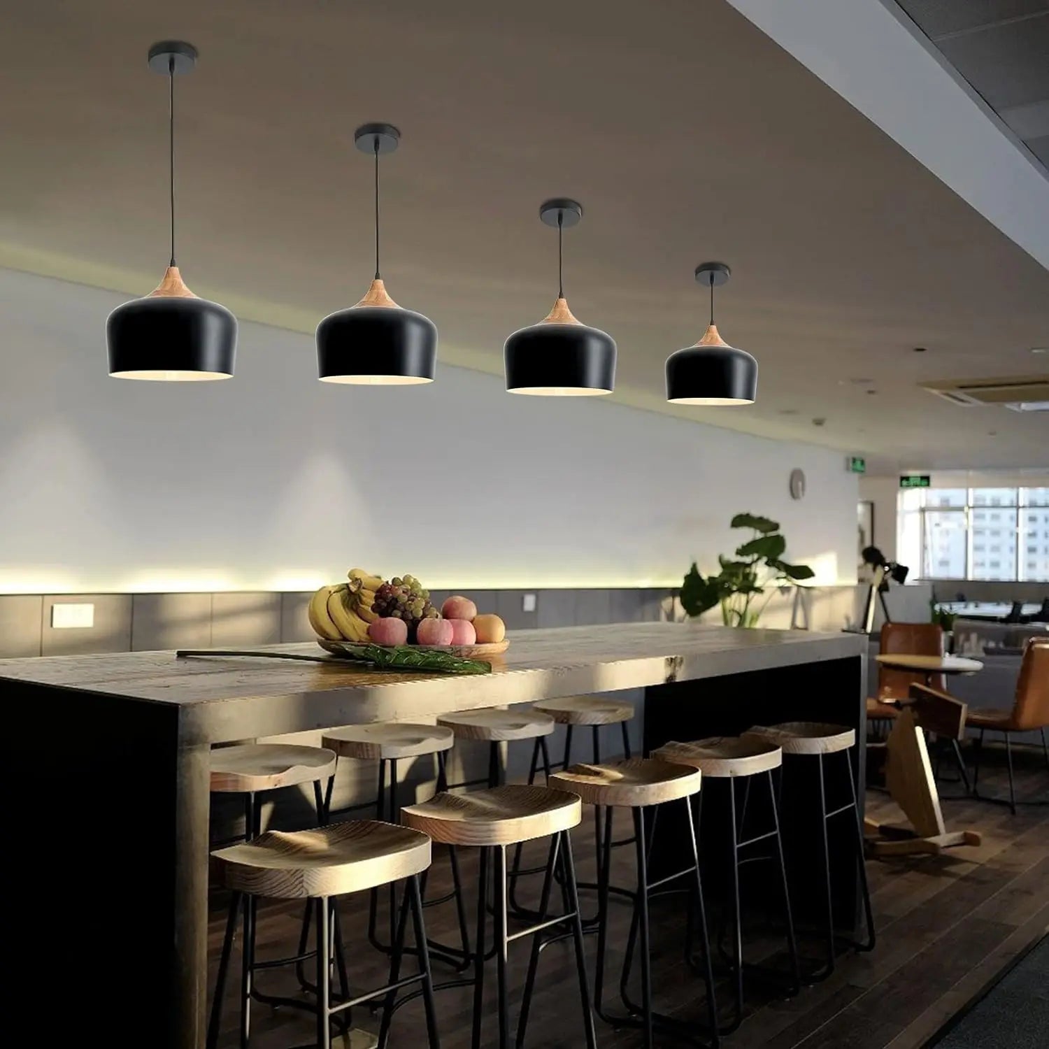 Suspension nordiques en bois massif abat-jour en aluminium lampe suspendue pour la maison Restaurant Bar hôtel café décor à la maison éclairage intérieur - vue 6 sur 8