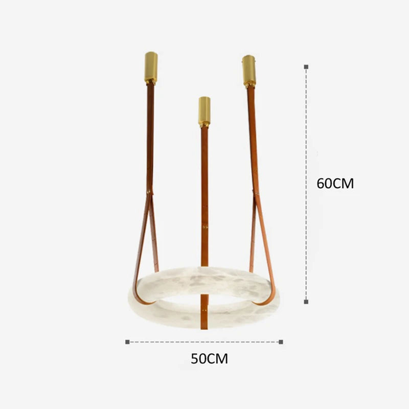 lustre circulaire en marbre led de luxe suspendu - vue 5 sur 7