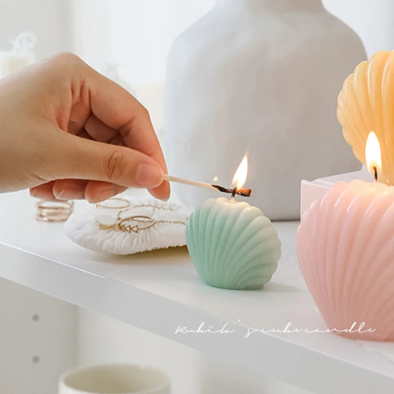 bougies parfumées coquillage en cire de soja naturelle décoratives - vue 5 sur 12