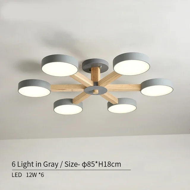 plafonnier moderne en bois à éclairage led pour décoration intérieure - vue 10 sur 15