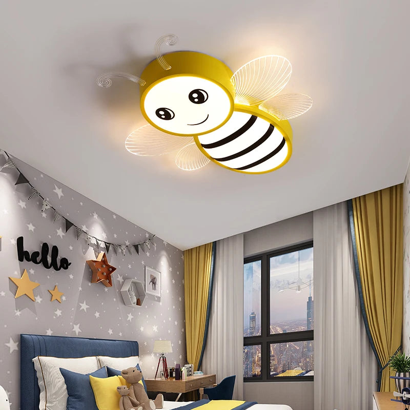 plafonnier abeille rose et or pour l'éclairage des enfants - vue 5 sur 9