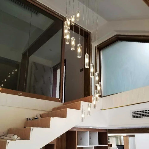 suspension moderne en cristal avec éclairage LED spiralé - vue 4 sur 10