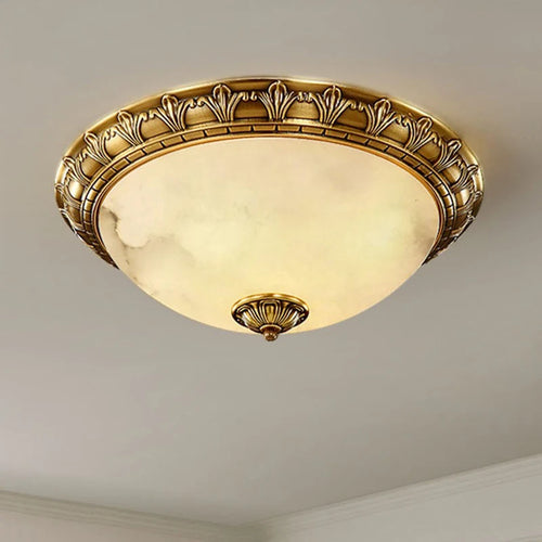plafonnier led vintage europe sculpter en cuivre espagnol marbre - vue 4 sur 8